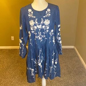 Vintage denim embroidered dress.